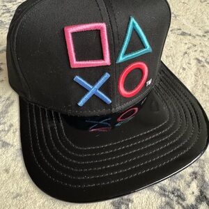 Black Sony PlayStation Symbols Flat-bill Hat
